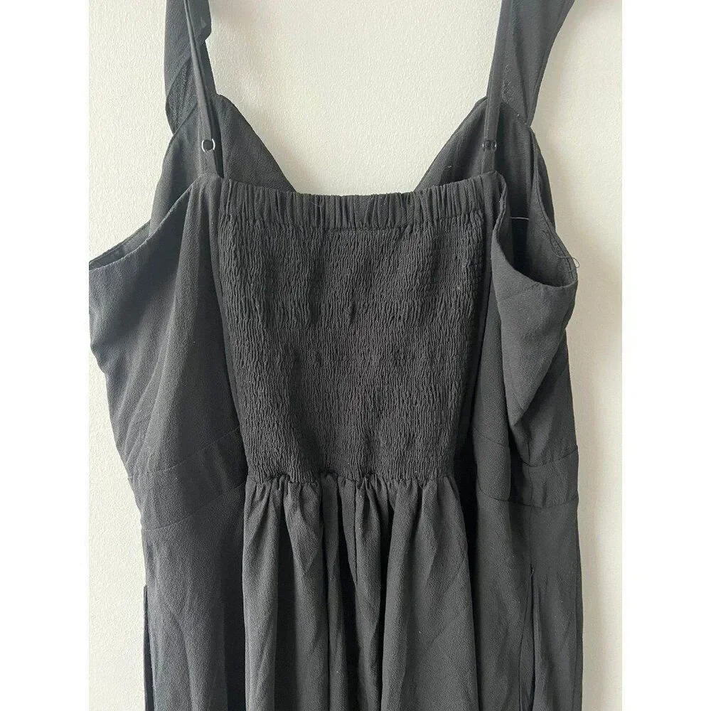 City Chic Plus Size Women Black Coquette Flare Smocking Back Babydoll Dress S/16